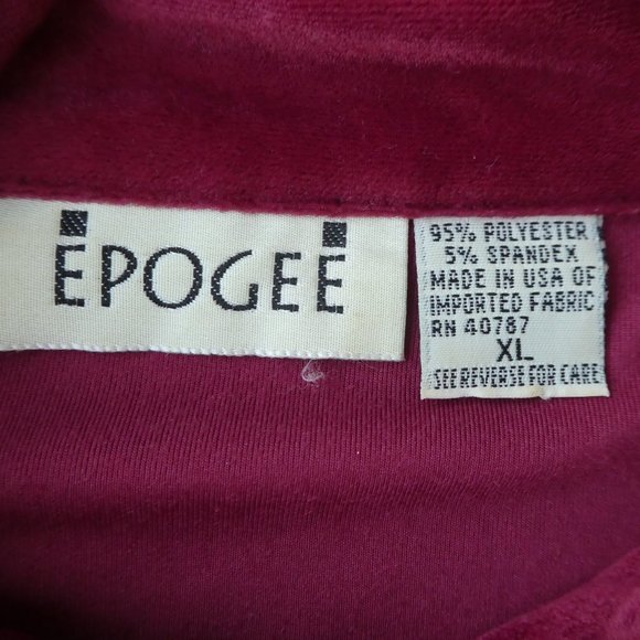 VeVLeT Vintage Epogee Red Plush Tunic Top Pearlized Button Front Stretchy USA XL - Picture 4 of 5